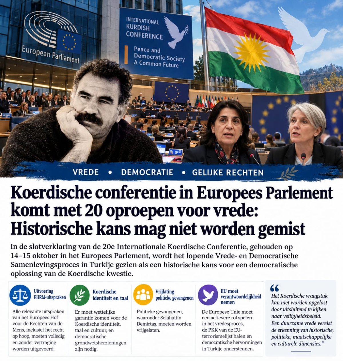 Koerdische conferentie in Europees Parlement: 20 eisen voor vrede