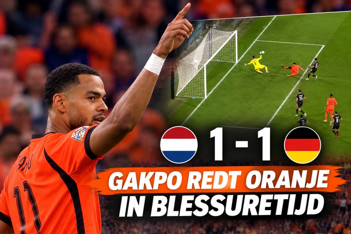 Gakpo redt Oranje in blessuretijd: 1-1 tegen Duitsland